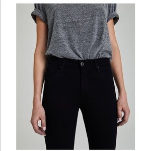Black frayed skinny denim